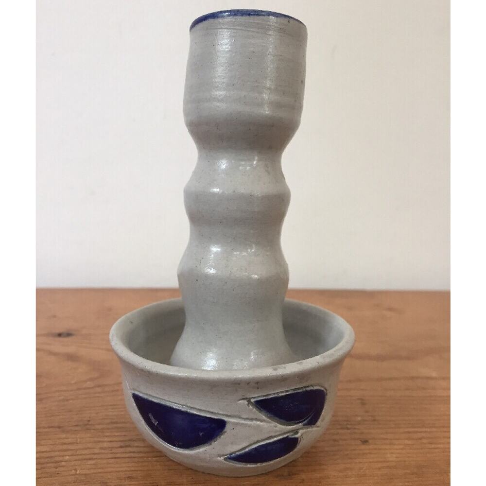 Vtg Colonial Williamsburg Pottery Salt Glazed Taper Candlestick Drip Cup 4.75"